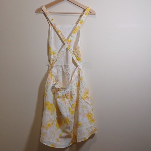 BP. Print Yellow Square  Neck Cotton Mini dress - Picture 6 of 9